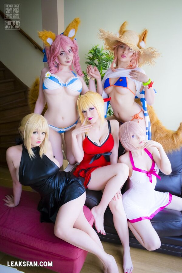 Hidori, Mikomi, Virtual, Tom &amp;amp; Yuzupyon - Mash, Saber, Nero &amp;amp; Tamamo (Fate Grand Order) - 1